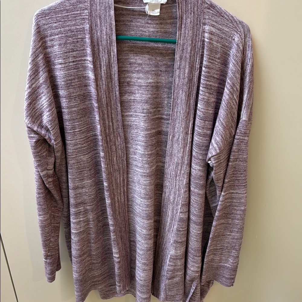 XL LOFT Purple Open-Front Sweater